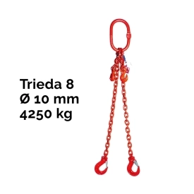 Dvoupramenný řetězový vazák, oko-2 hák, zkracovač, Nosnost 4250/3150 kg, G8-10, Certifikát